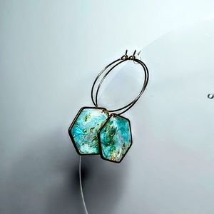 Hexagonal ocean earrings